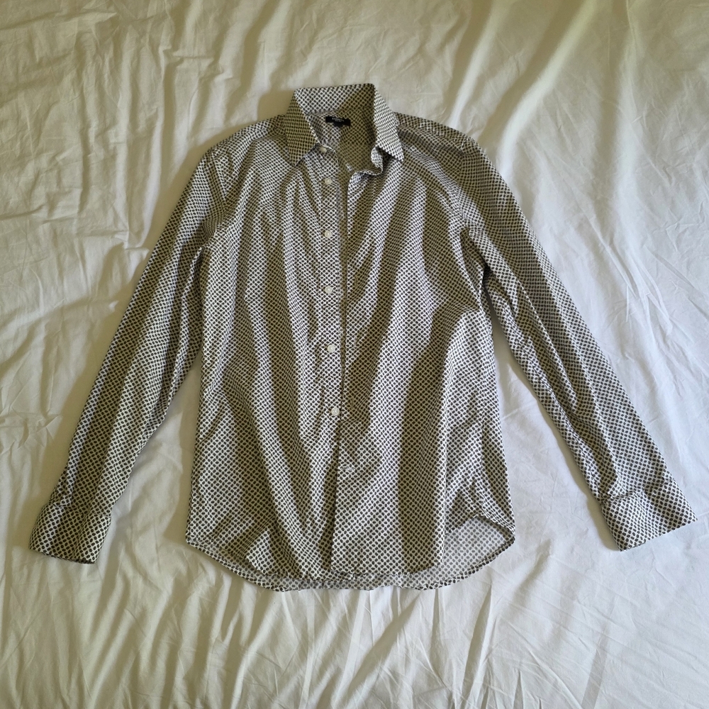 Express Monochrome Checkered Button Down Shirt
